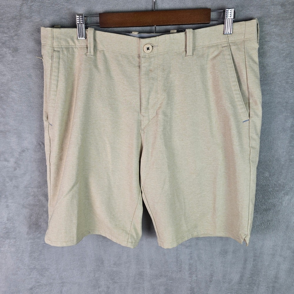 Tommy Bahama Boracay Shorts Mens 35 Khaki Heather Flat Front Recycled Polyester